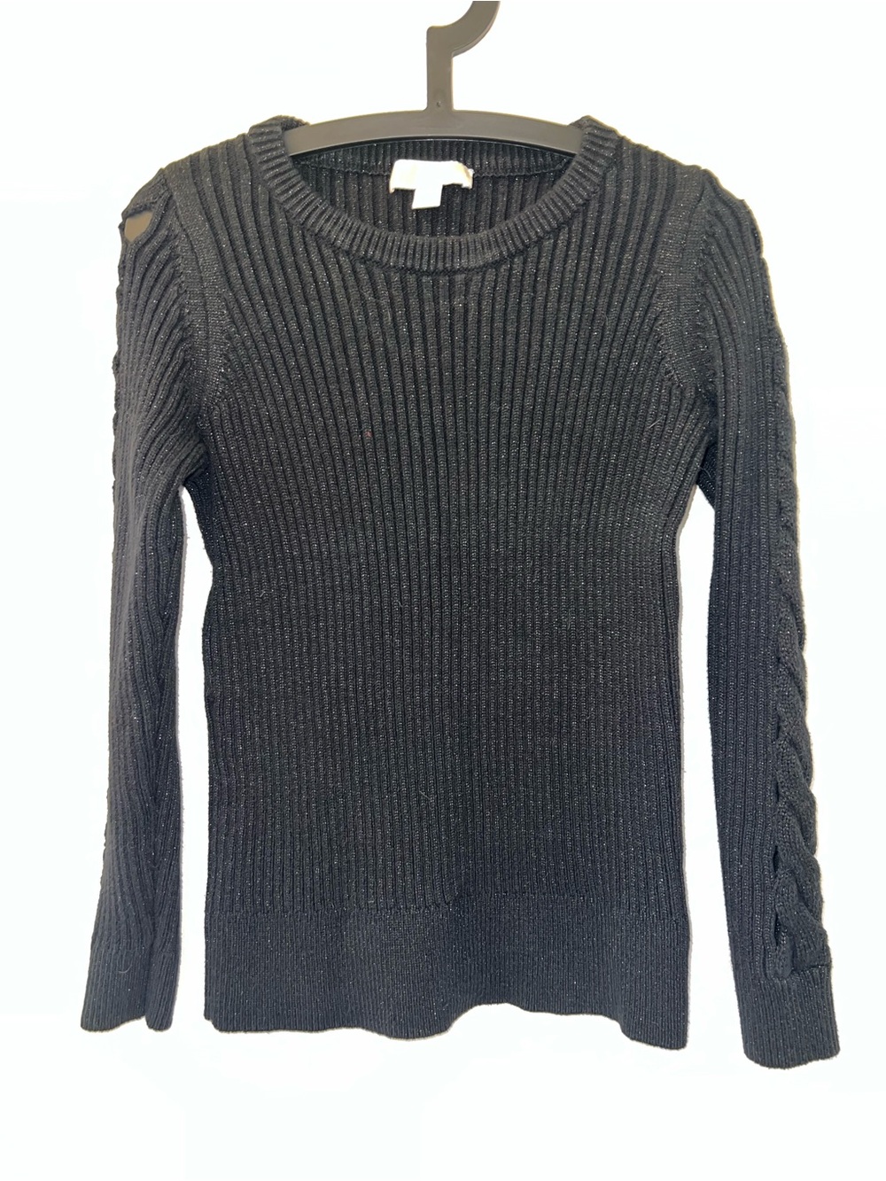 Michael Kors Women’s Black Ribbed Knit Sweater w/ shimmer threading